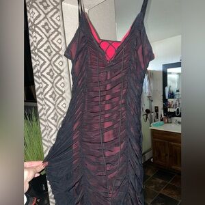 Black and Red Ruched Dress